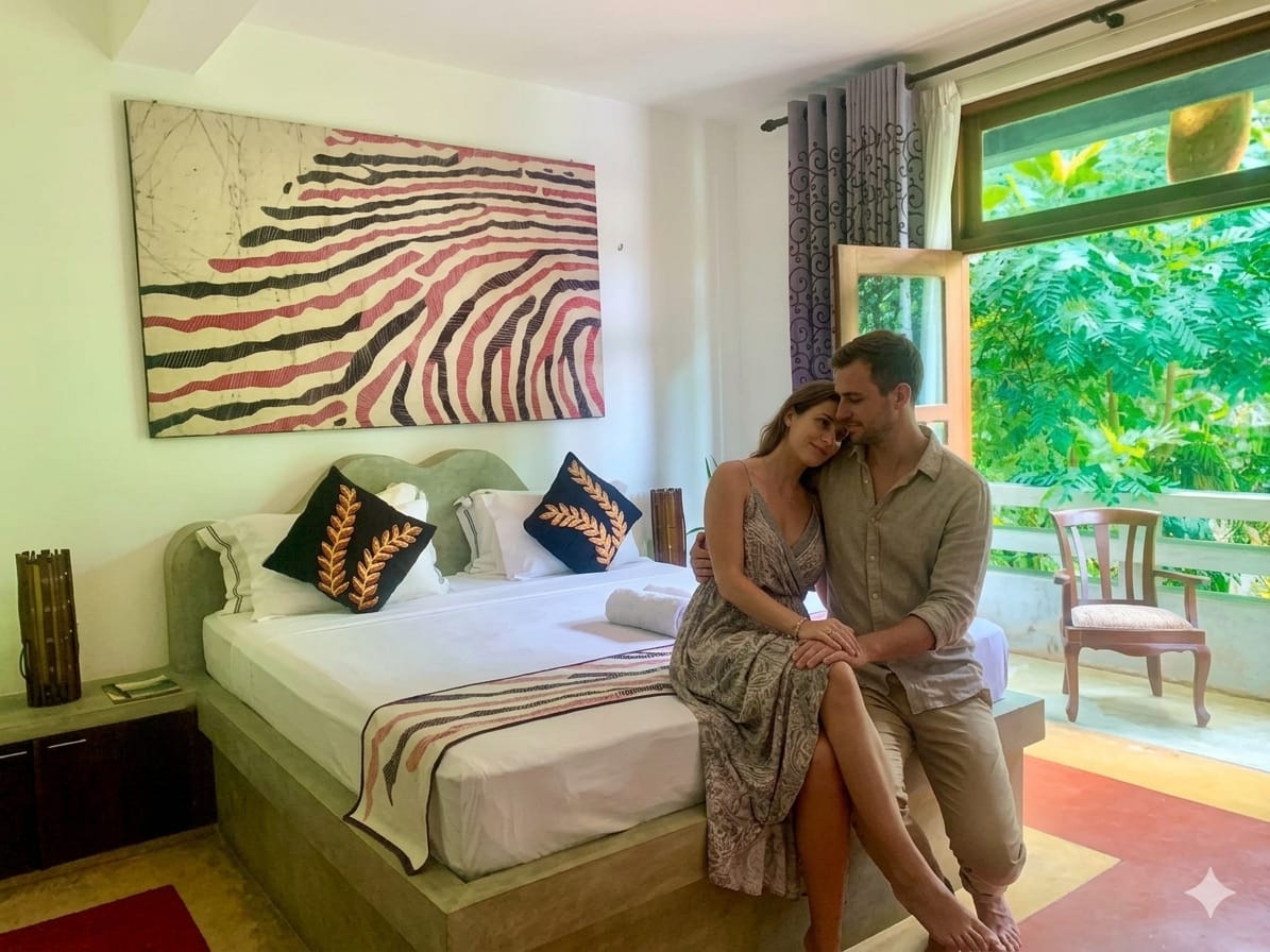 Gangula Villa Superior Suite room with four-poster canopy bed