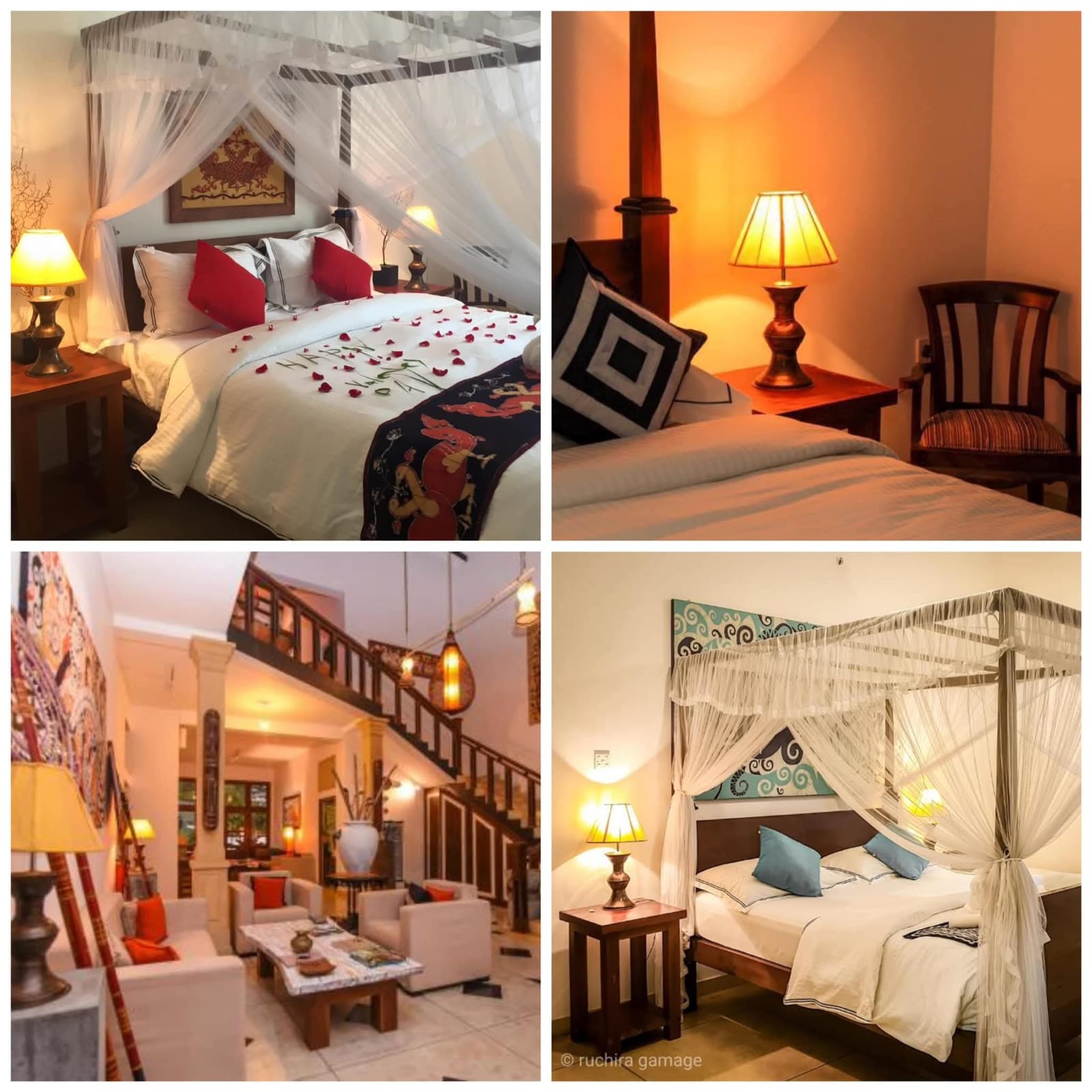 Gangula Villa square-format room interior with vibrant Kandyan décor